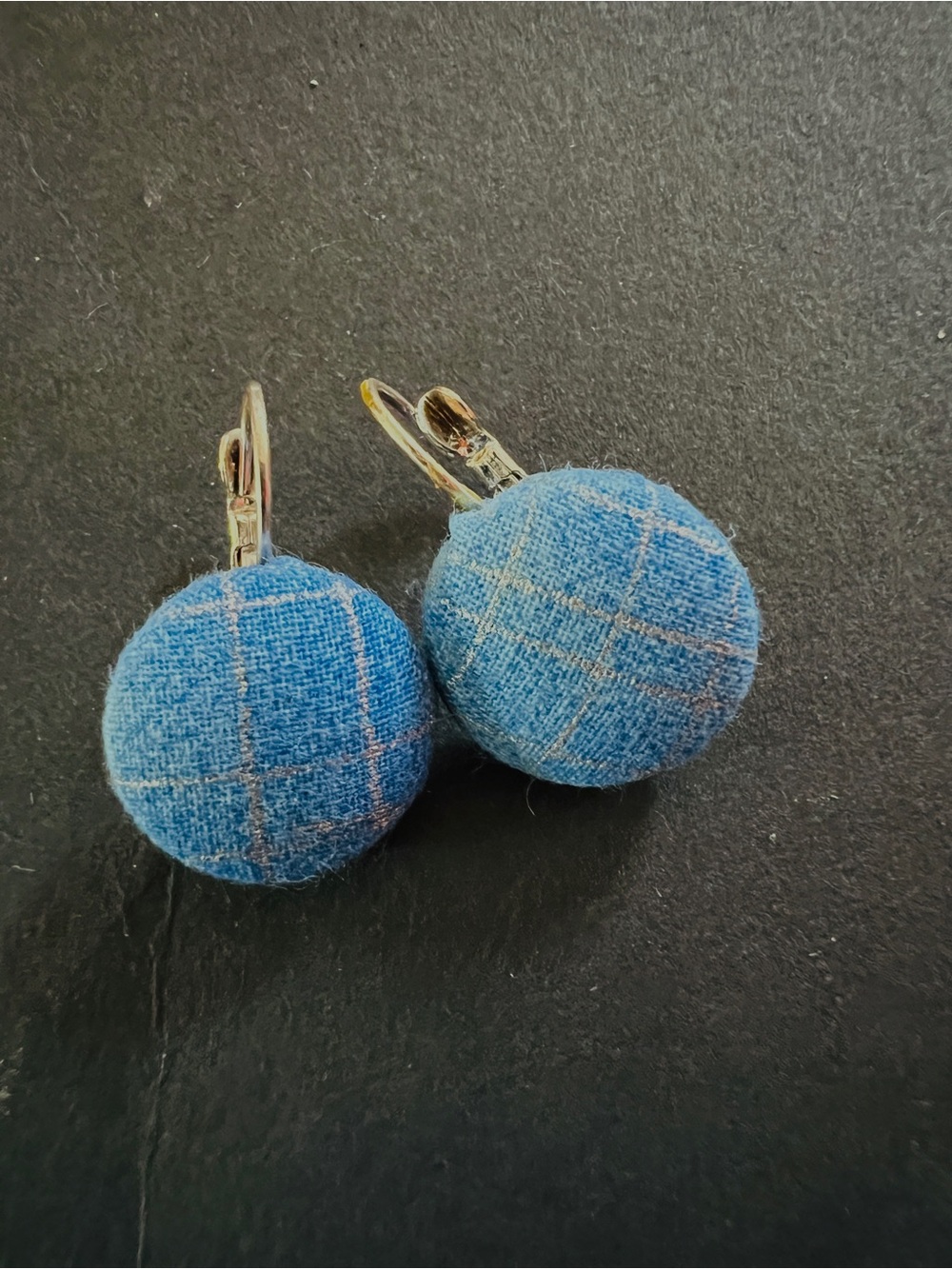 Lightweight Earrings Blue Silver Fabric Pierced